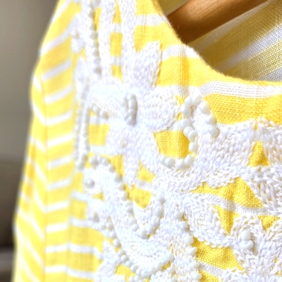 TALBOTS 100% LINEN TALBOTS  BEADED EMBRODERD TOP SMALL - Picture 5 of 11